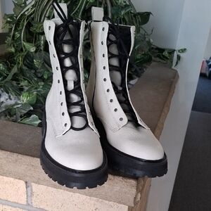 Dolce Vita Cream Colored Lace-Up Women's Boots